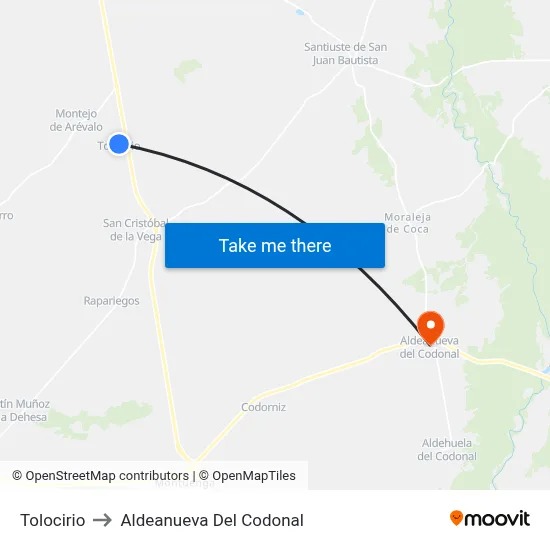 Tolocirio to Aldeanueva Del Codonal map
