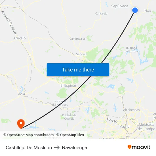 Castillejo De Mesleón to Navaluenga map