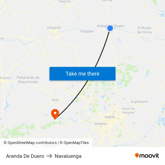 Aranda De Duero to Navaluenga map