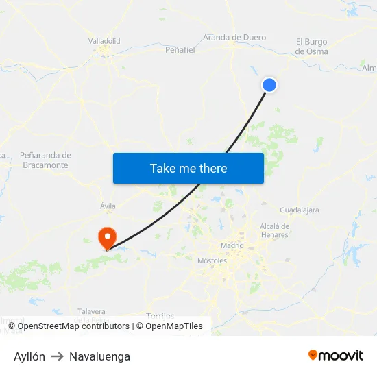 Ayllón to Navaluenga map