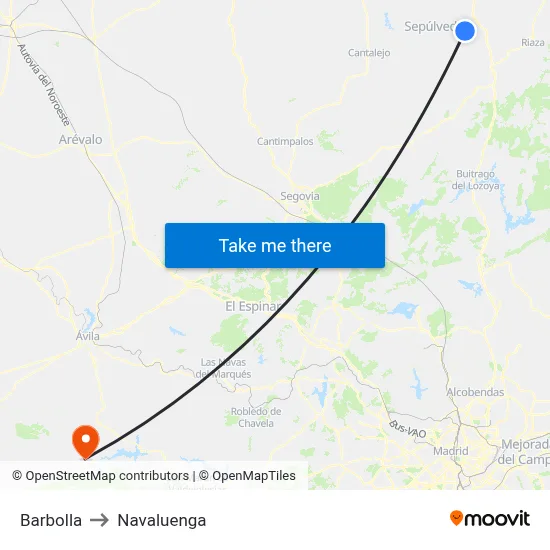 Barbolla to Navaluenga map