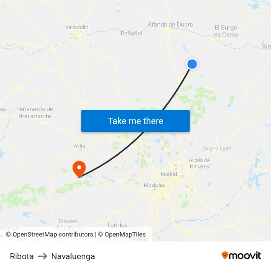 Ribota to Navaluenga map