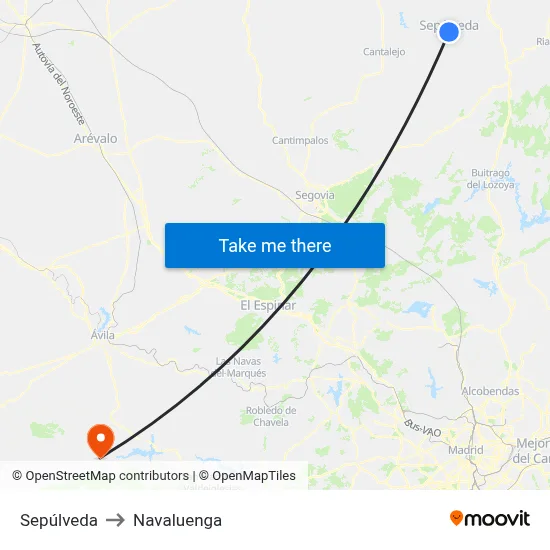 Sepúlveda to Navaluenga map