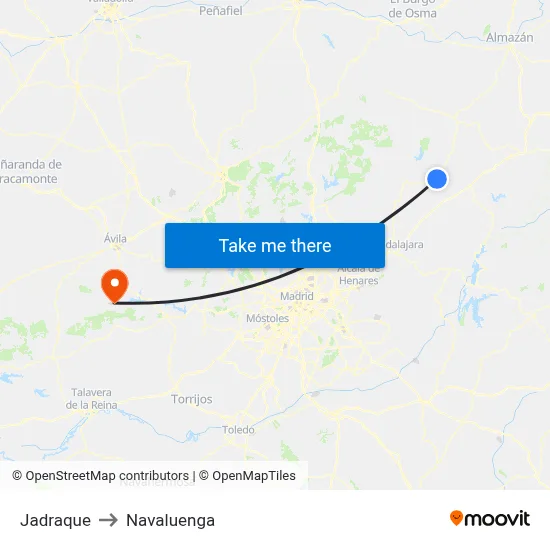Jadraque to Navaluenga map