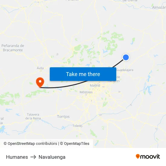 Humanes to Navaluenga map