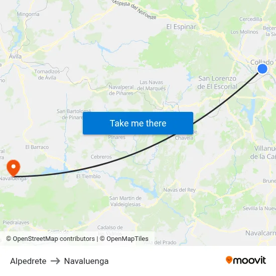 Alpedrete to Navaluenga map