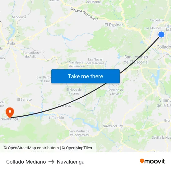Collado Mediano to Navaluenga map