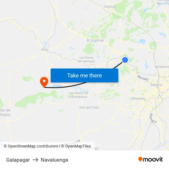 Galapagar to Navaluenga map