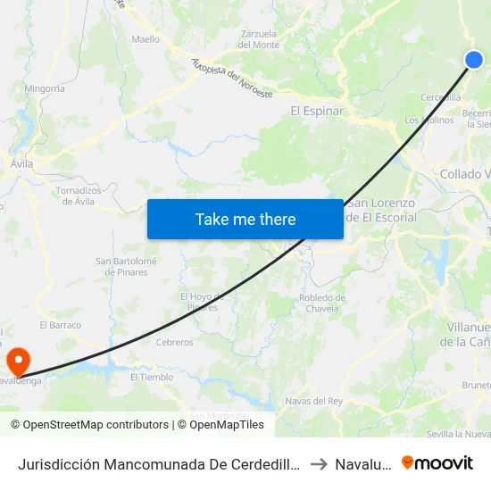 Jurisdicción Mancomunada De Cerdedilla Y Navacerrada to Navaluenga map
