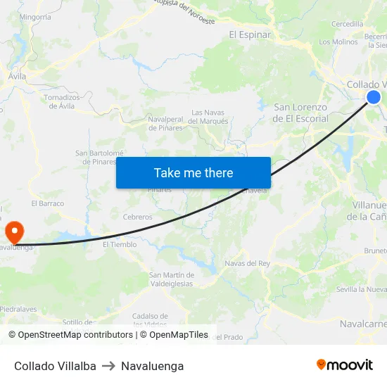 Collado Villalba to Navaluenga map