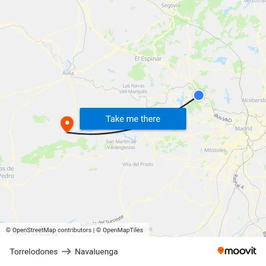 Torrelodones to Navaluenga map