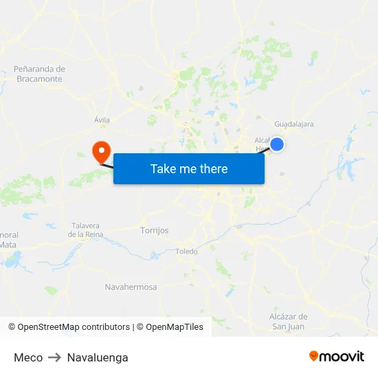 Meco to Navaluenga map