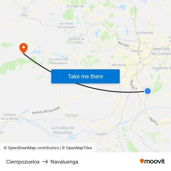 Ciempozuelos to Navaluenga map