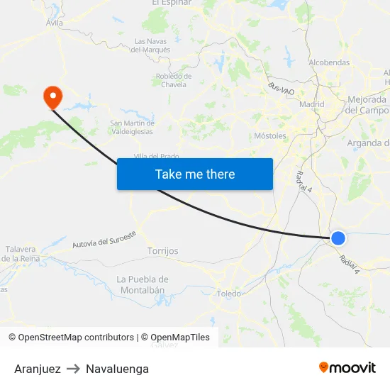 Aranjuez to Navaluenga map