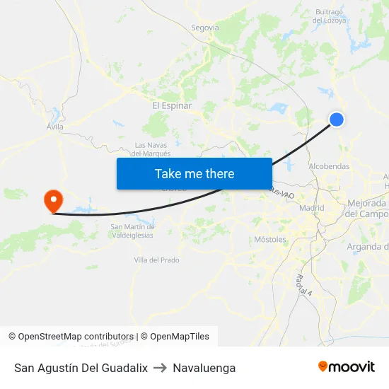San Agustín Del Guadalix to Navaluenga map