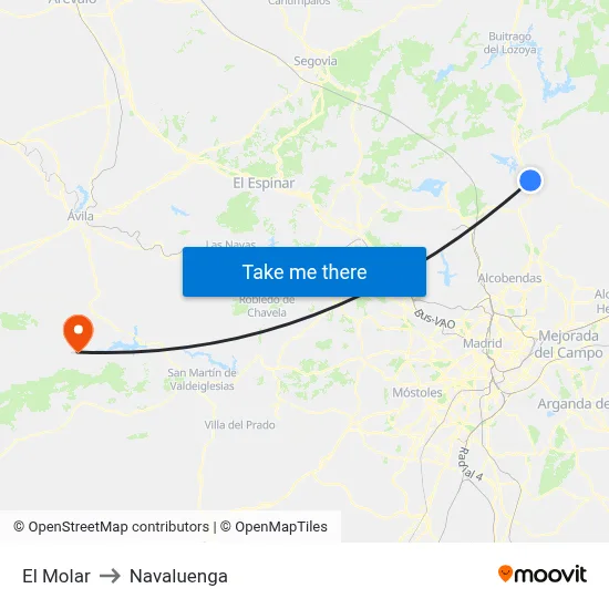 El Molar to Navaluenga map