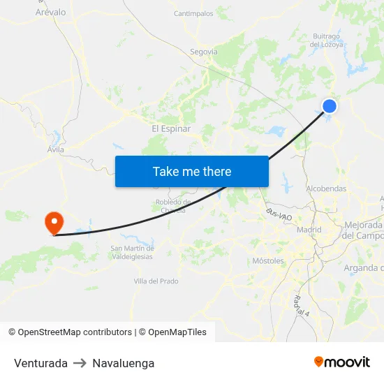 Venturada to Navaluenga map