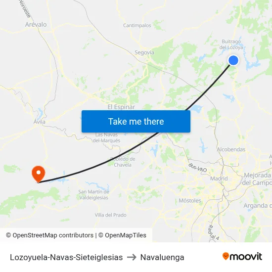 Lozoyuela-Navas-Sieteiglesias to Navaluenga map