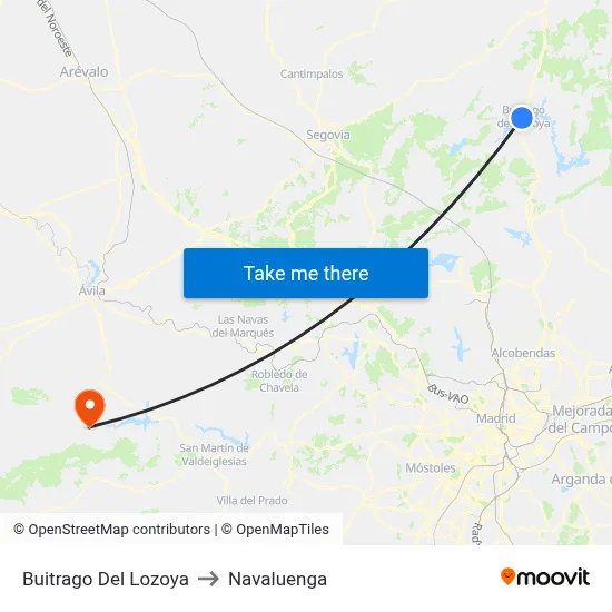 Buitrago Del Lozoya to Navaluenga map