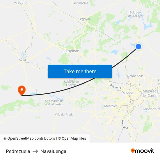 Pedrezuela to Navaluenga map