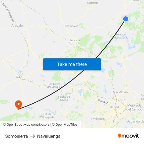 Somosierra to Navaluenga map