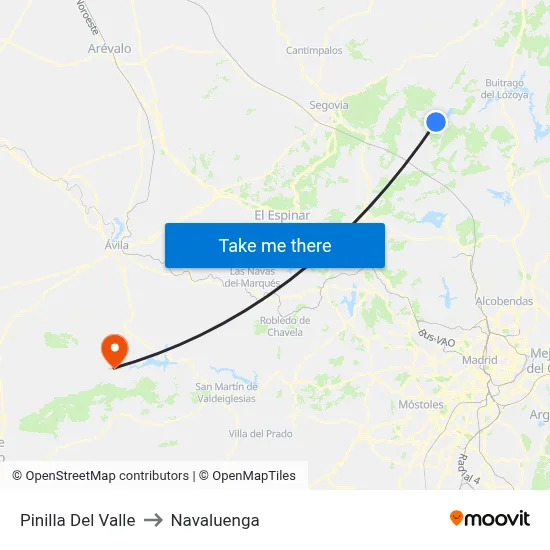 Pinilla Del Valle to Navaluenga map