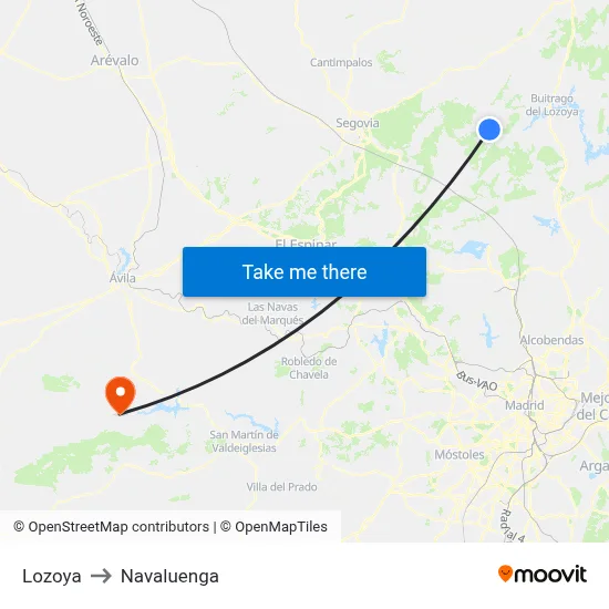 Lozoya to Navaluenga map