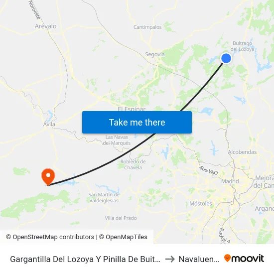 Gargantilla Del Lozoya Y Pinilla De Buitrago to Navaluenga map