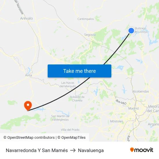 Navarredonda Y San Mamés to Navaluenga map