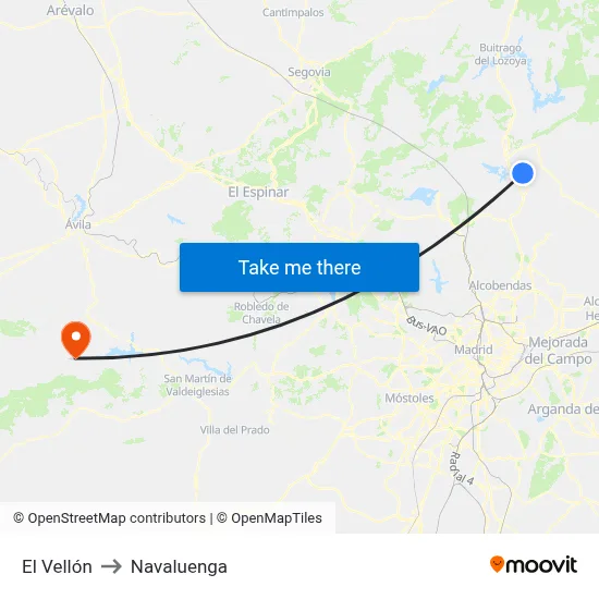 El Vellón to Navaluenga map
