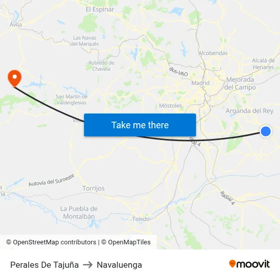 Perales De Tajuña to Navaluenga map