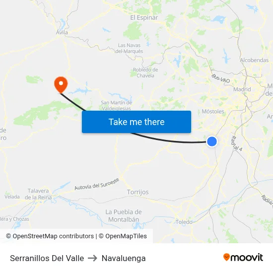 Serranillos Del Valle to Navaluenga map