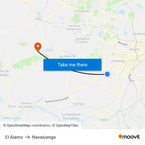 El Álamo to Navaluenga map