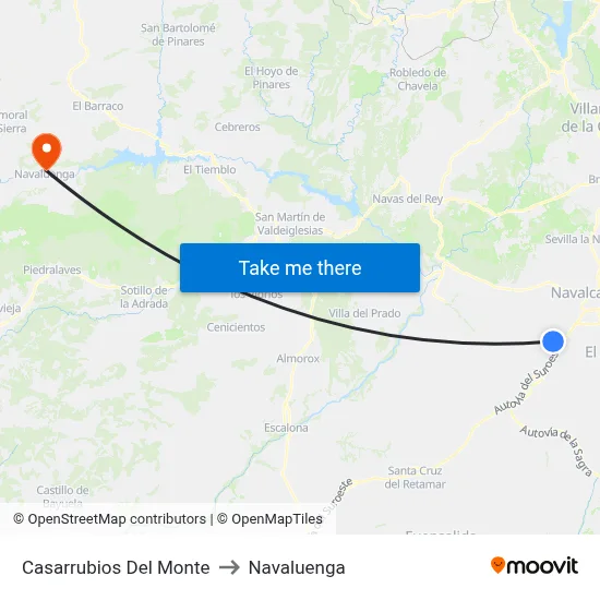 Casarrubios Del Monte to Navaluenga map