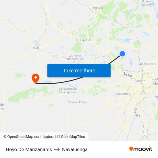 Hoyo De Manzanares to Navaluenga map