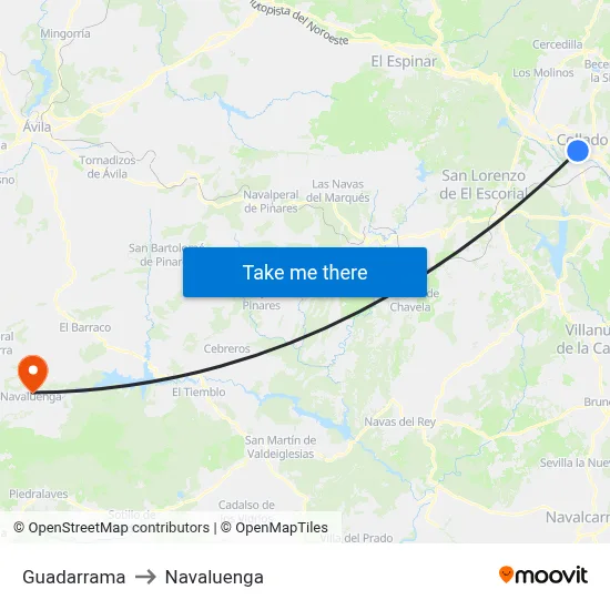 Guadarrama to Navaluenga map