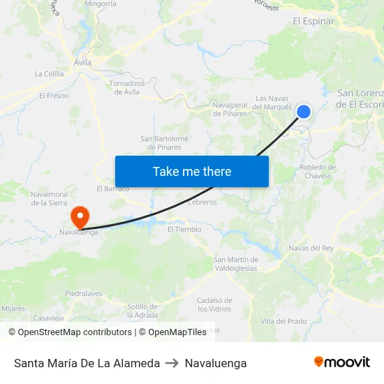 Santa María De La Alameda to Navaluenga map