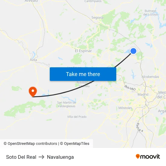 Soto Del Real to Navaluenga map