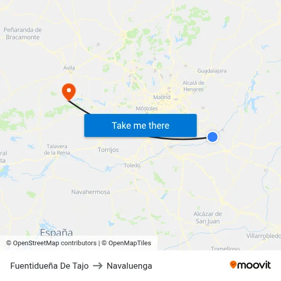 Fuentidueña De Tajo to Navaluenga map