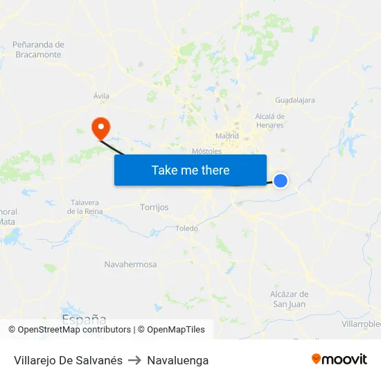Villarejo De Salvanés to Navaluenga map