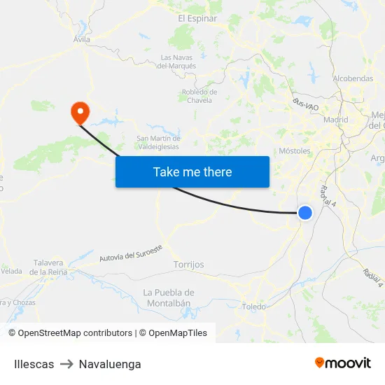 Illescas to Navaluenga map