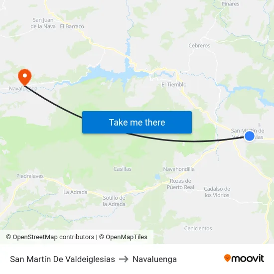 San Martín De Valdeiglesias to Navaluenga map