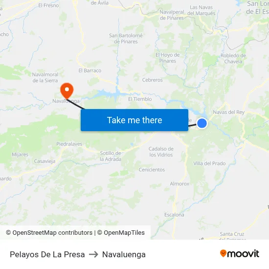 Pelayos De La Presa to Navaluenga map