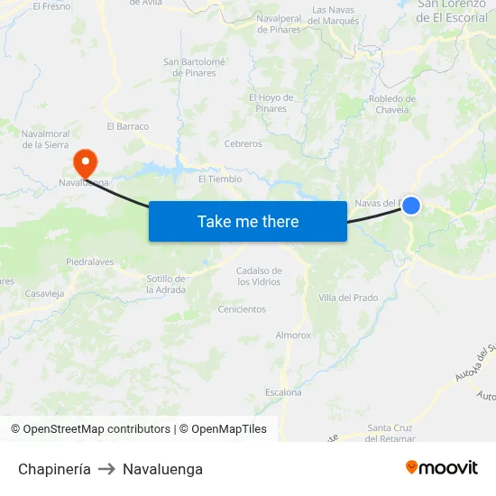 Chapinería to Navaluenga map