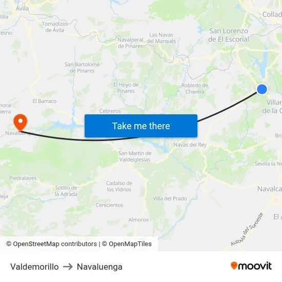 Valdemorillo to Navaluenga map