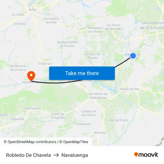 Robledo De Chavela to Navaluenga map