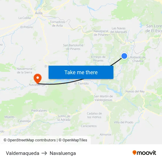 Valdemaqueda to Navaluenga map