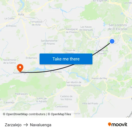 Zarzalejo to Navaluenga map