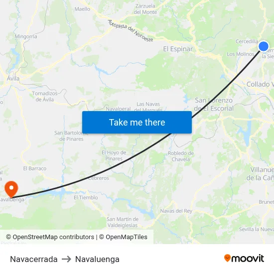 Navacerrada to Navaluenga map