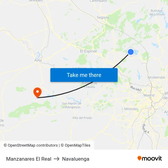 Manzanares El Real to Navaluenga map
